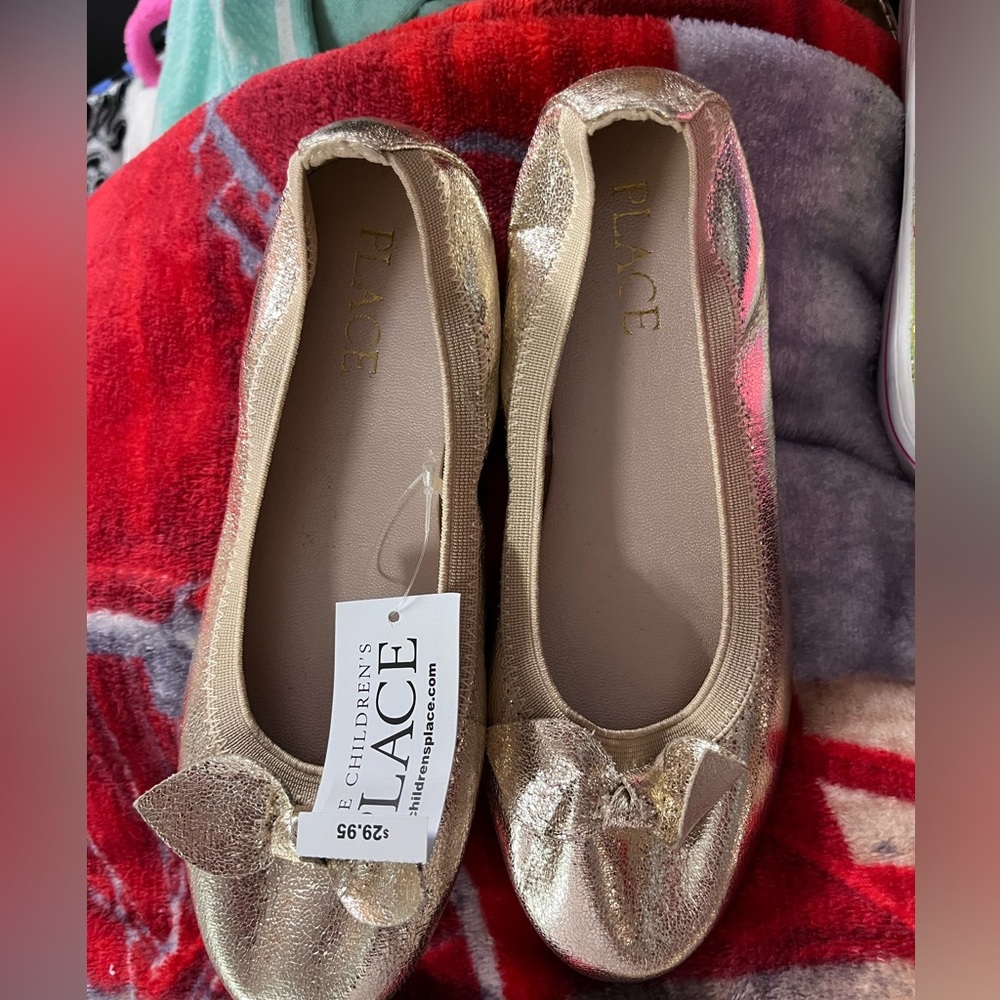Girls gold flats